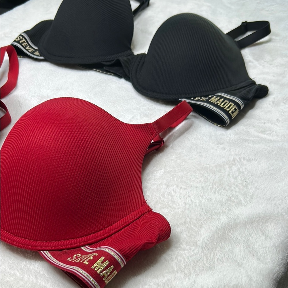 Steve Madden Bra Women's 40C Black/Red Signature Logo Underwire Bra *2 For 1* - Picture 2 of 12